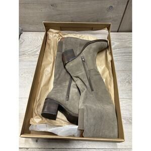 Lucky Brand Boots Womens 7 M Ritten Tall Riding Boot Stacked Heels Brindle oiled